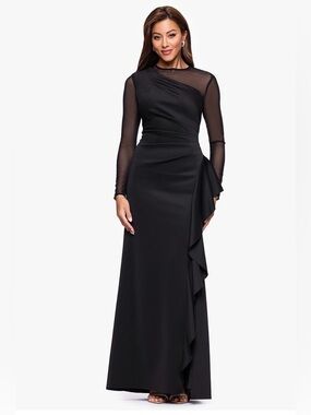 ✨ STUNNING Xscape Mesh One-Shoulder Gown - NWT - Size 8P ✨